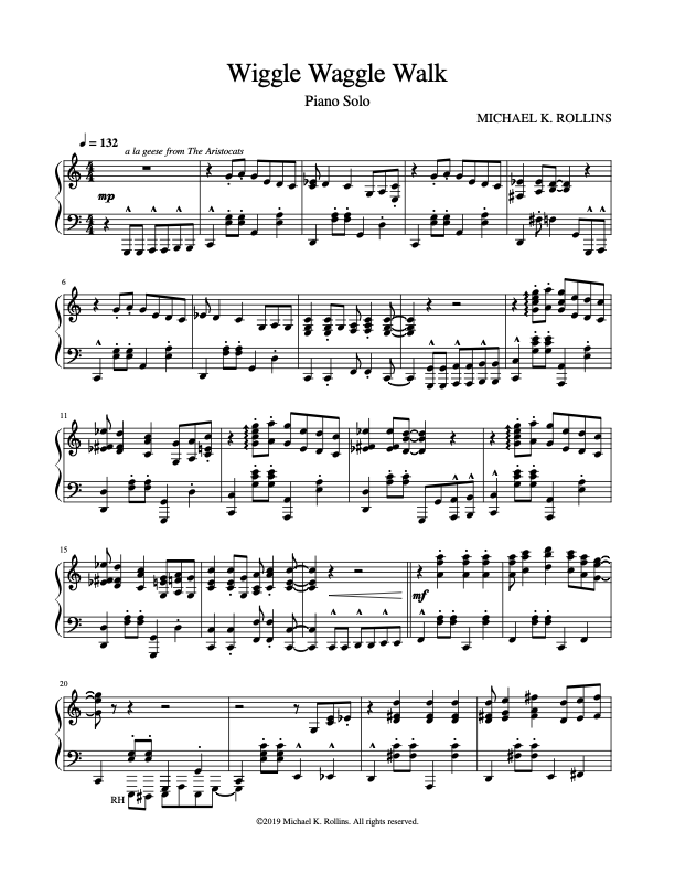 Wiggle Waggle Walk (Piano Solo)