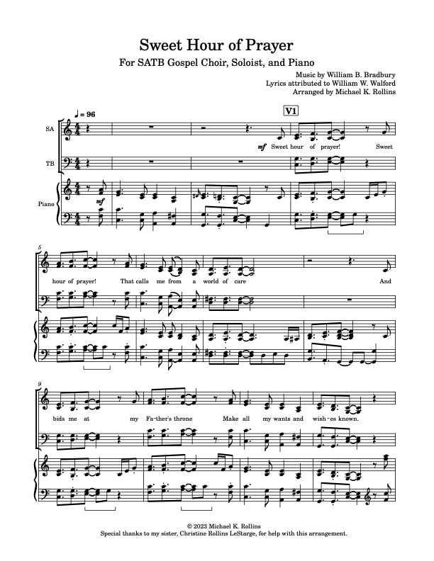 Sweet Hour of Prayer (Gospel SATB)