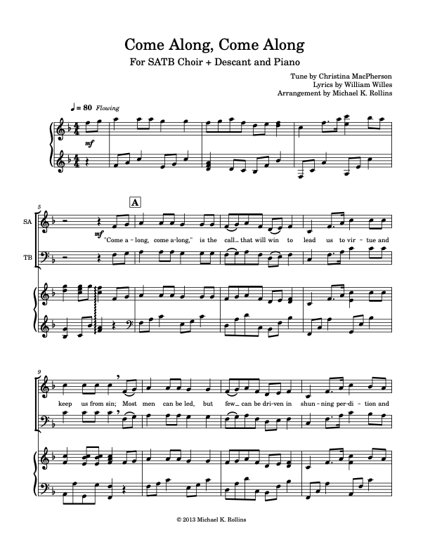 Come Along, Come Along (SATB)